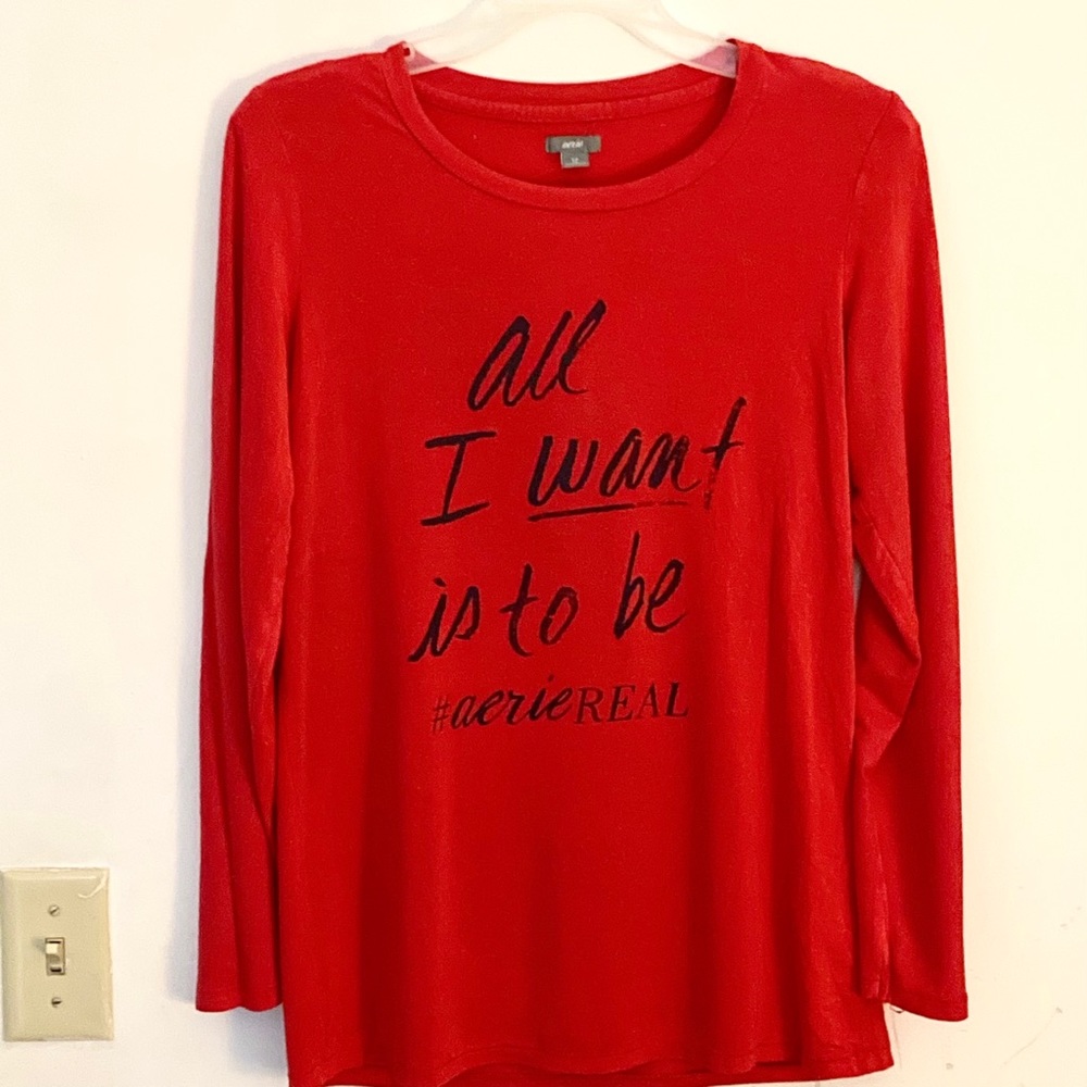 3/$25! Aerie Crewneck Graphic Long Sleeve Top
